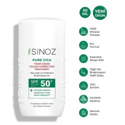 Sinoz Spf50+ Pure Cica Tiger Grass Anında Ton Eşitleyici Sıvı Güneş Kremi - Mineral Filtre 50 ml