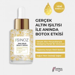 Sinoz 24K Altın Parçacıklı Hyalüronik Asit İçeren Kırışıklık Karşıtı Kolajen Cilt Bakım Serum 30 ml